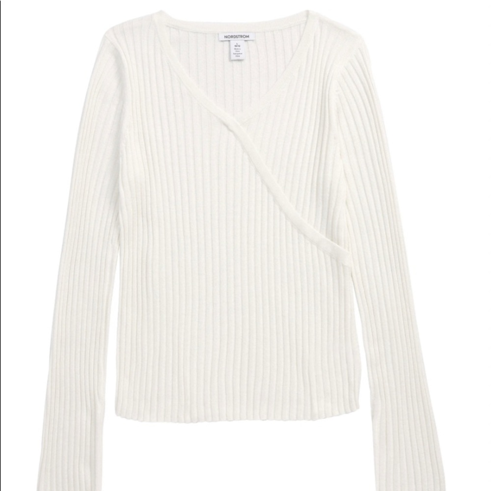 Nordstrom 1901 Kids' Faux Wrap
Ribbed Sweater (Big Girl) || XL 14 - 16